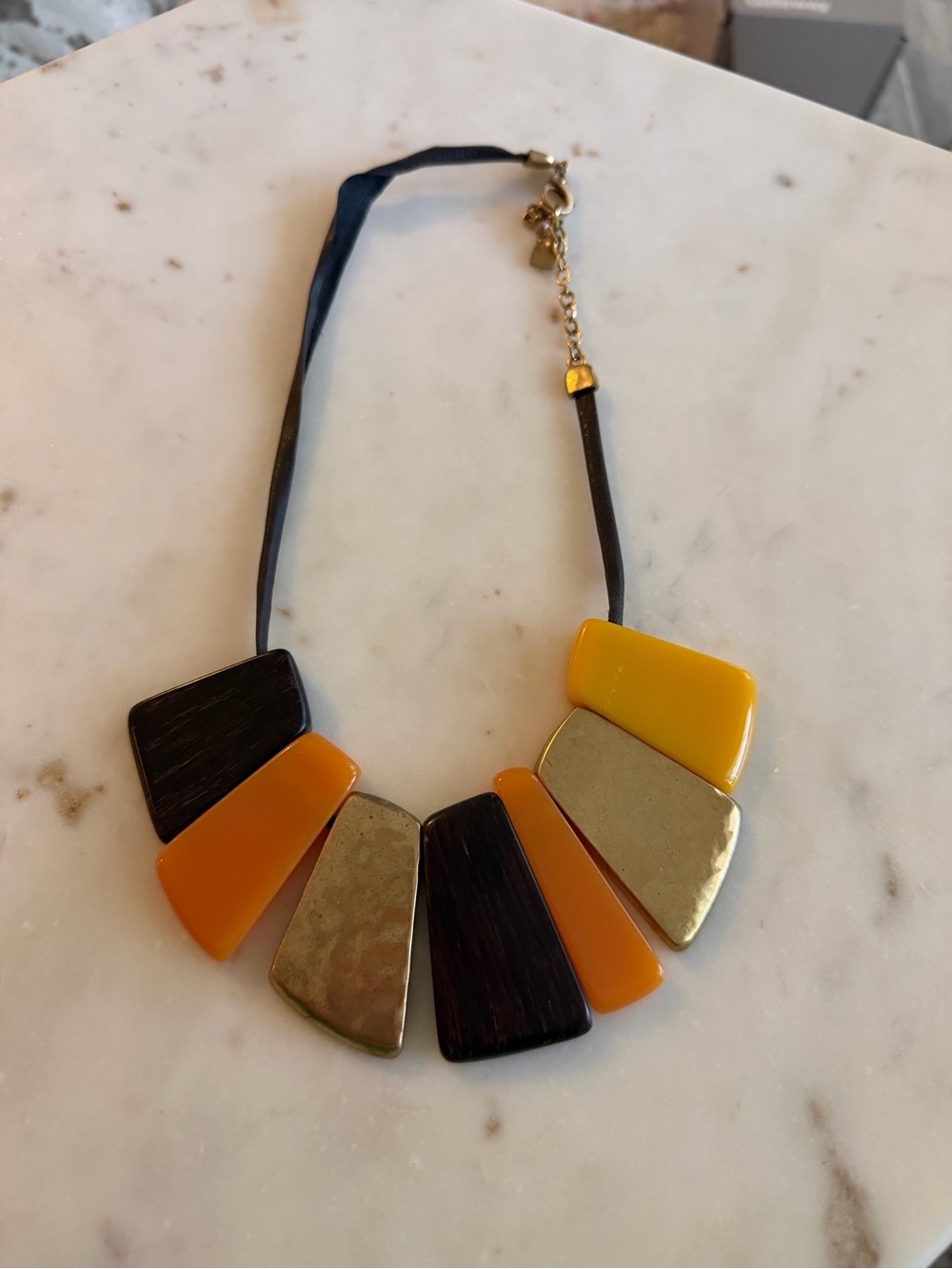 Kenneth Cole Yellow, Orange, Black & Gold Geometric Necklace